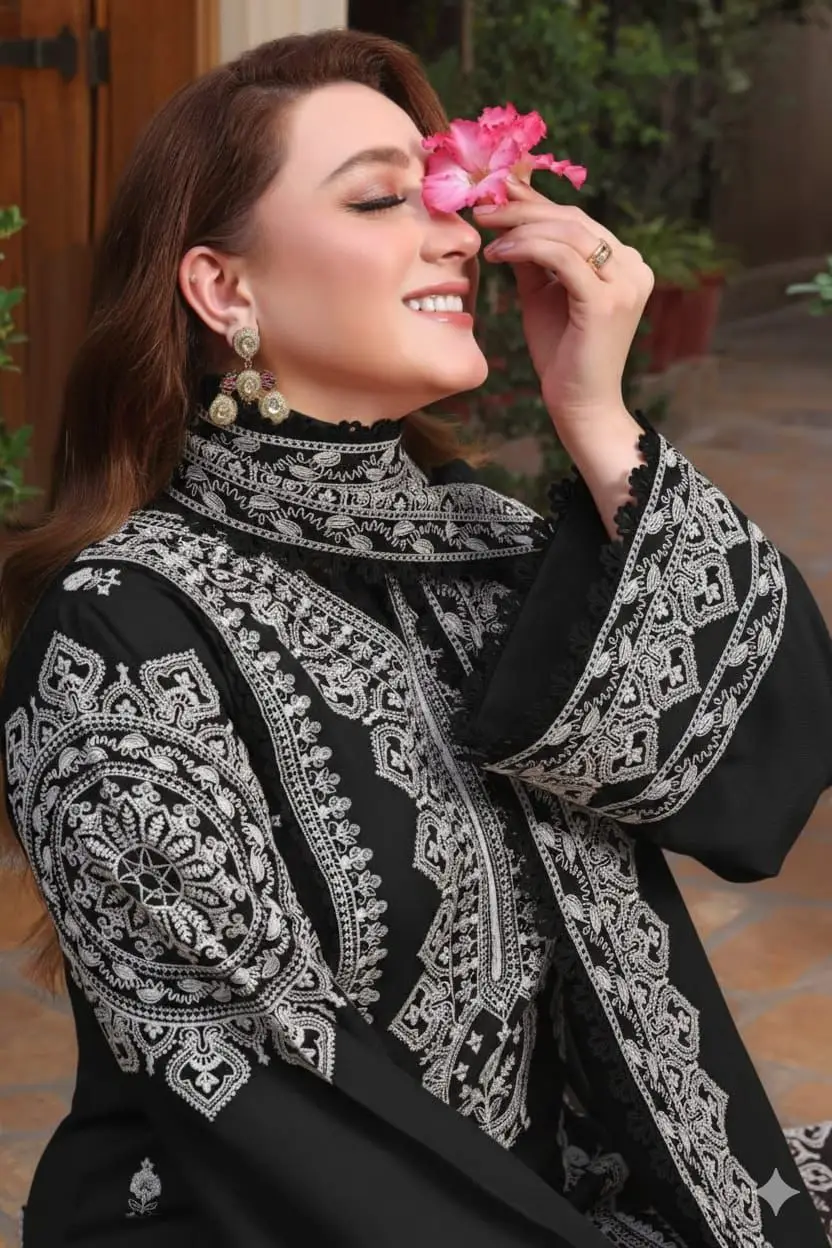 3 Pcs Women's Unstitched Embroidered Suit