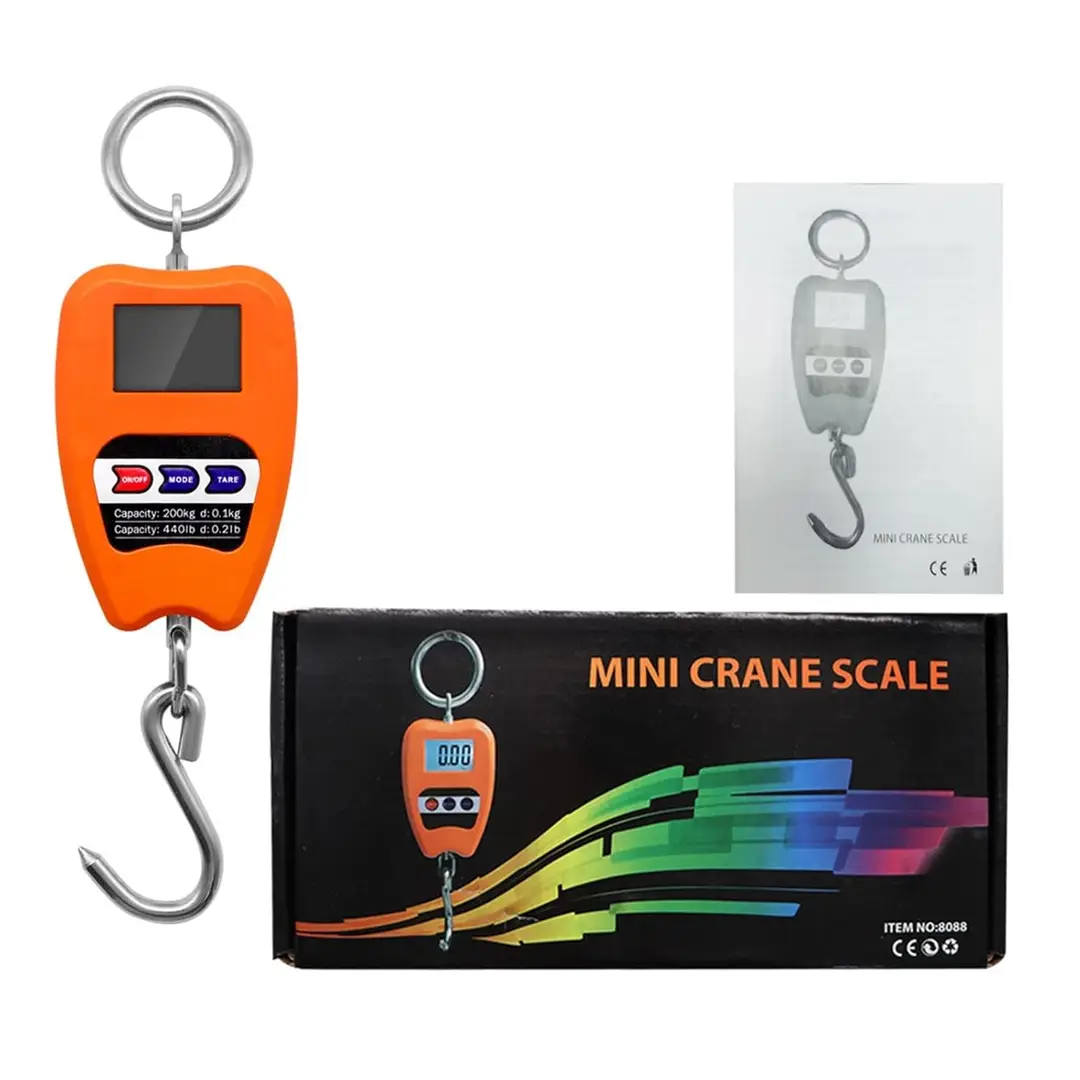 Portable Crane Scale 200kg Weight LED Display Industry Heavy Duty Hanging Hook Scales