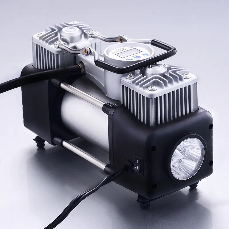Imported 12V Car Tyre Inflator High Pressure Double Cylinder Pump Metal Tire Inflator Pressure Air Pump and Repair Kit