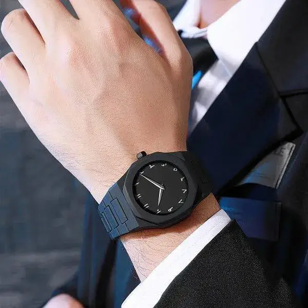 Men's Comfortable Daily Wear Black Stainless Steel Watch - 1 Pc