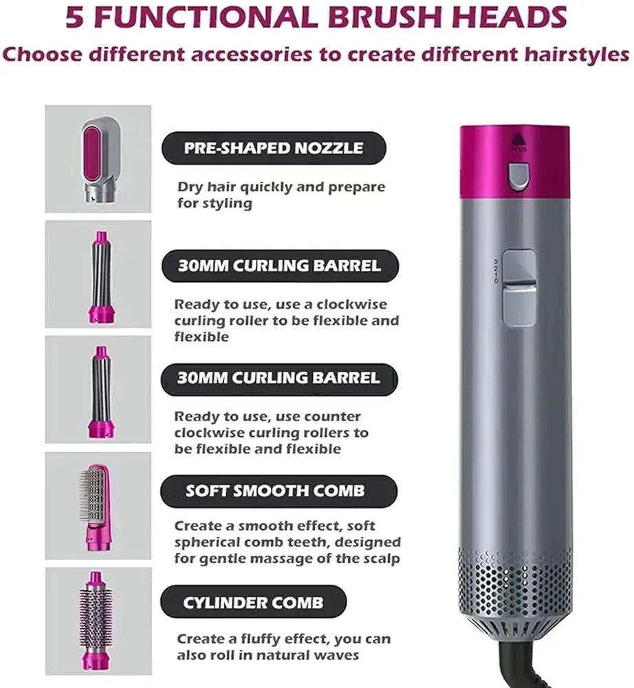 5in 1 Hair Straightener pink