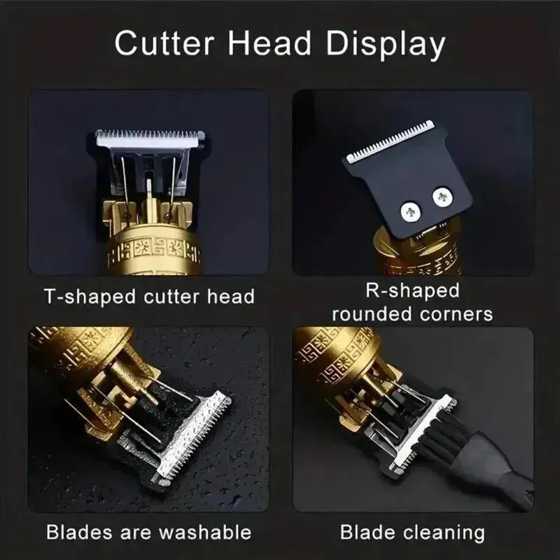 Men's Gold Buddha Design Hair Trimmer with 4 Combs
