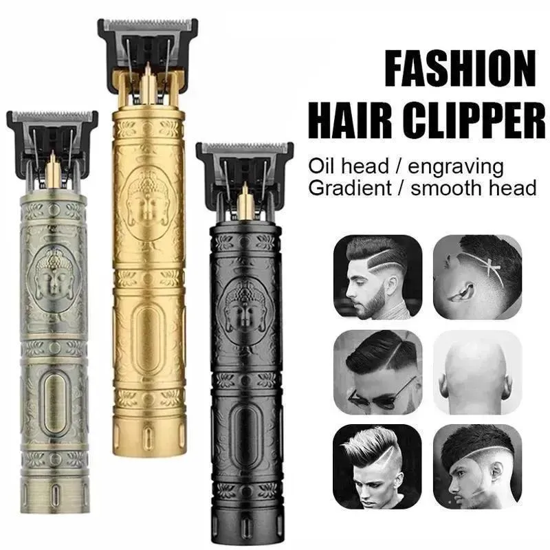 Men's Gold Buddha Design Hair Trimmer with 4 Combs