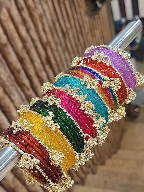 Multi Color Gemstone Kara Bangle Set for Women — Buy Online in Pakistan | Cash on Delivery