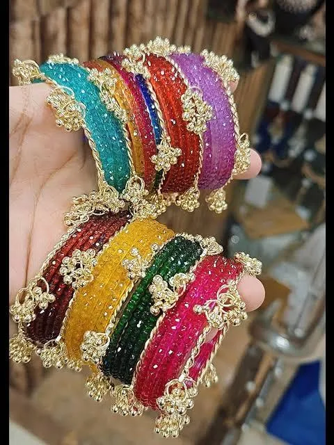 Multi Color Gemstone Kara Bangle Set for Women — Buy Online in Pakistan | Cash on Delivery