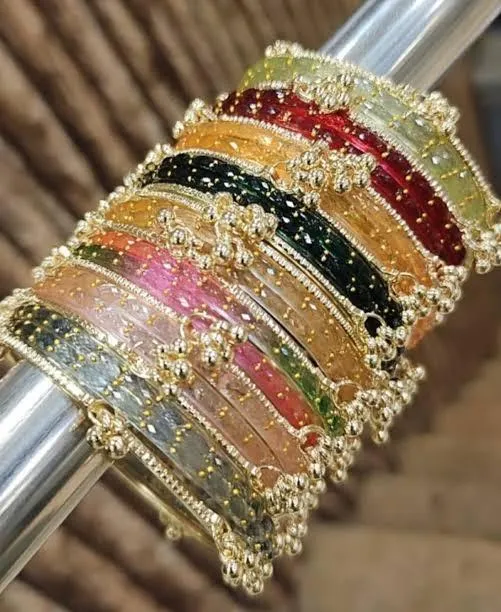 Multi Color Gemstone Kara Bangle Set for Women — Buy Online in Pakistan | Cash on Delivery