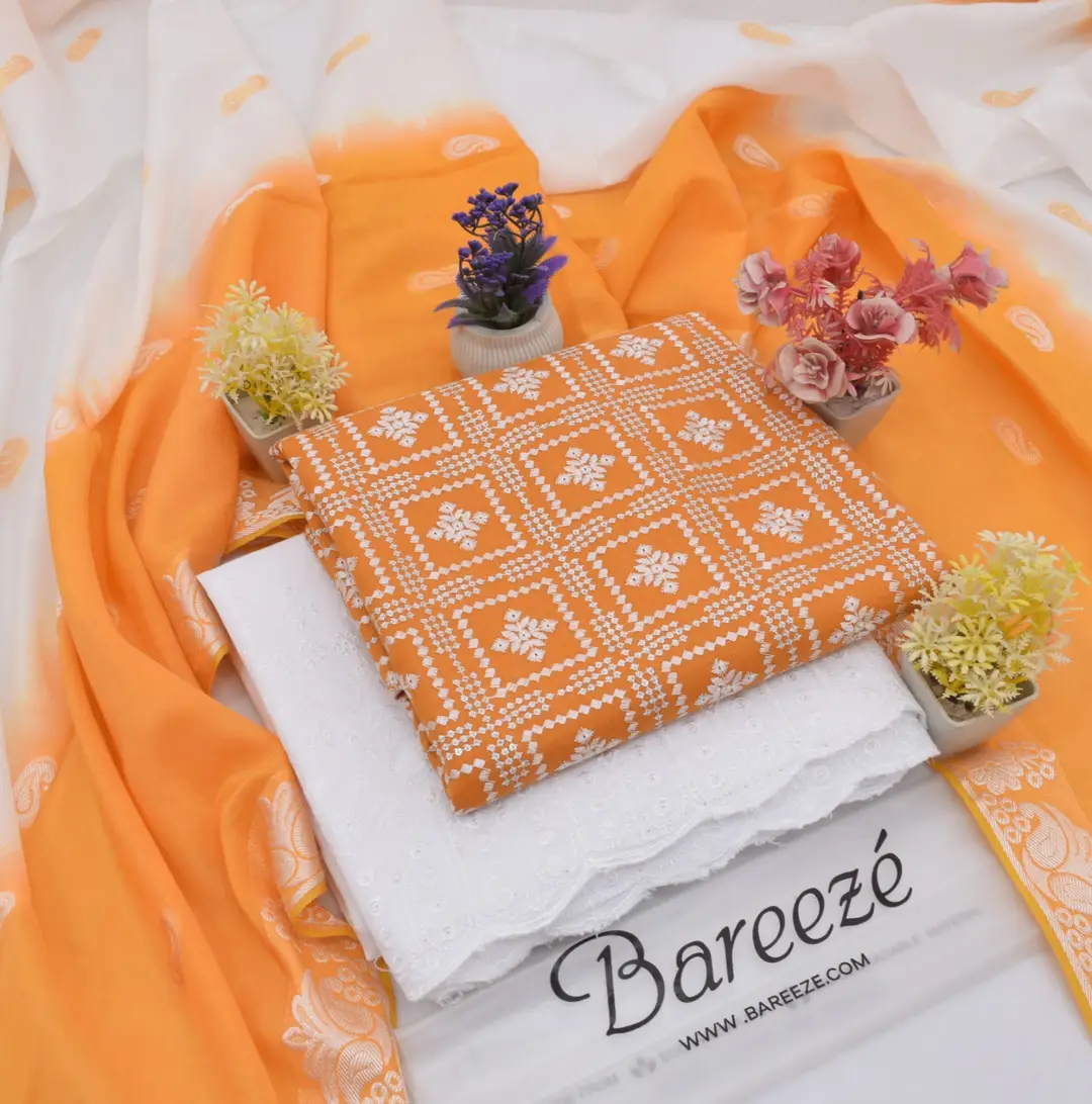 3 Pcs Women's Unstitched Embroidered Suit