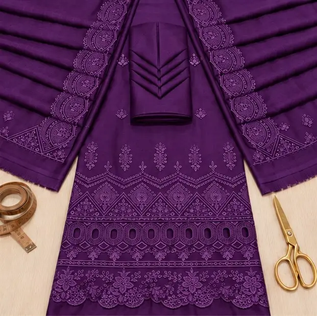 3 Pcs Women's Unstitched Embroidered Suit