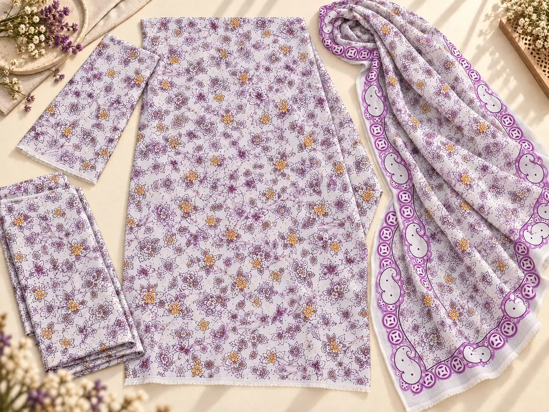 3 Pcs Women's Unstitched Printed Suit