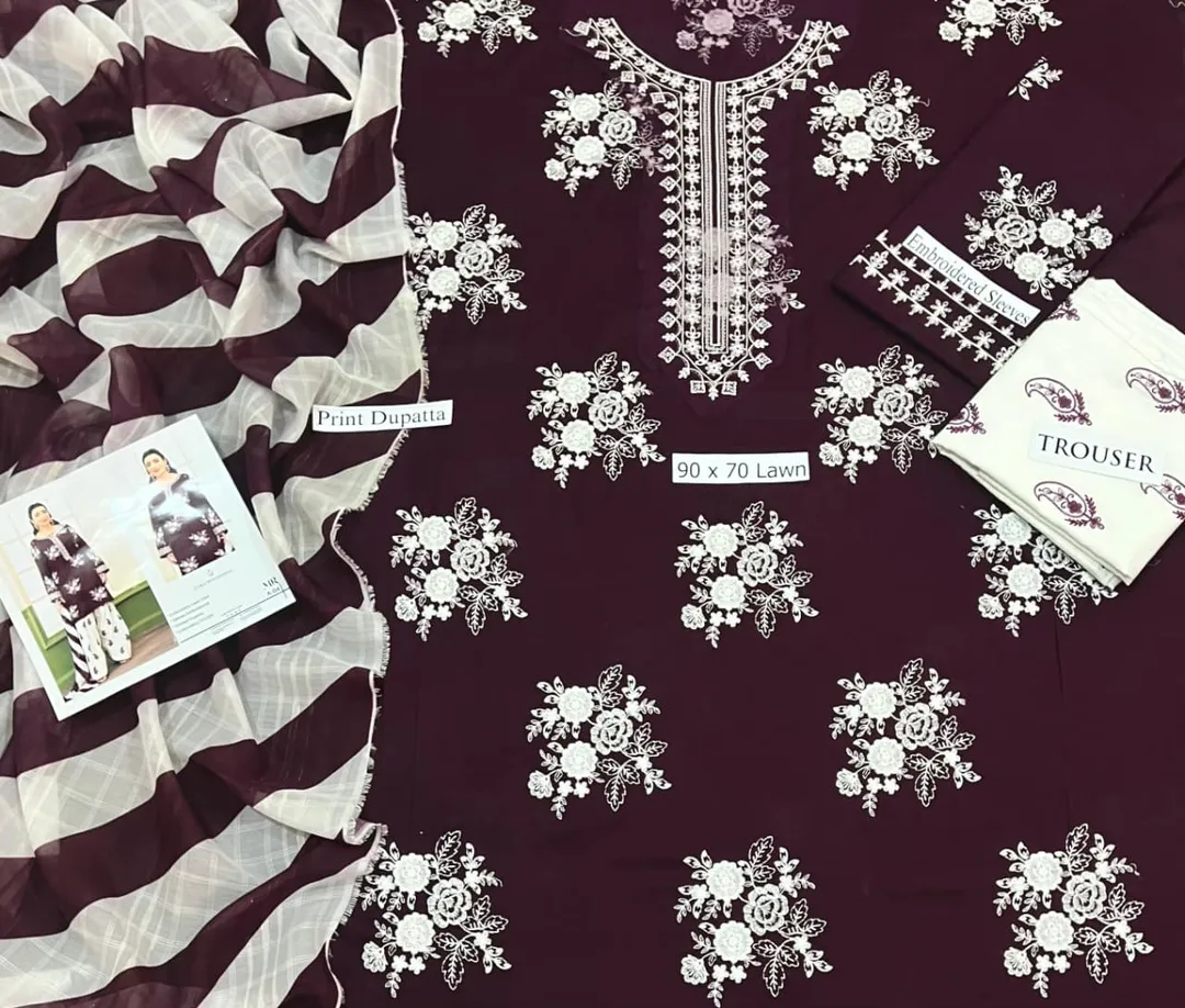 2 Pcs Women's Unstitched Embroidered Suit