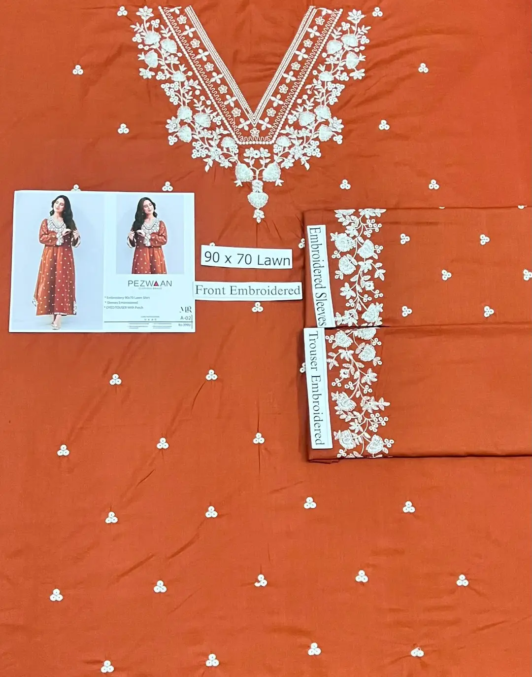 2 Pcs Women's Unstitched Embroidered Suit