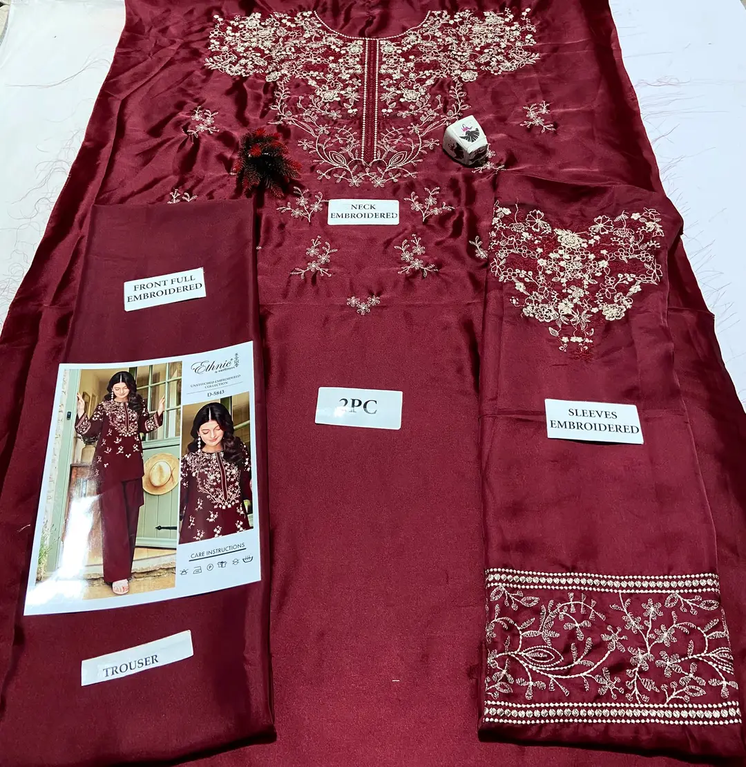 2 Pcs Women's Unstitched Embroidered Suit