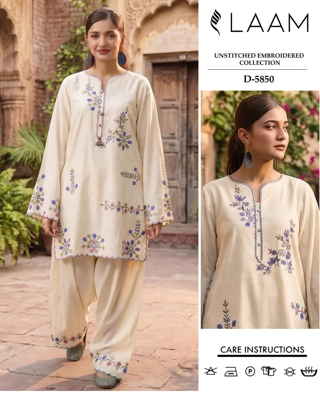 2 Pcs Women's Unstitched Embroidered Suit