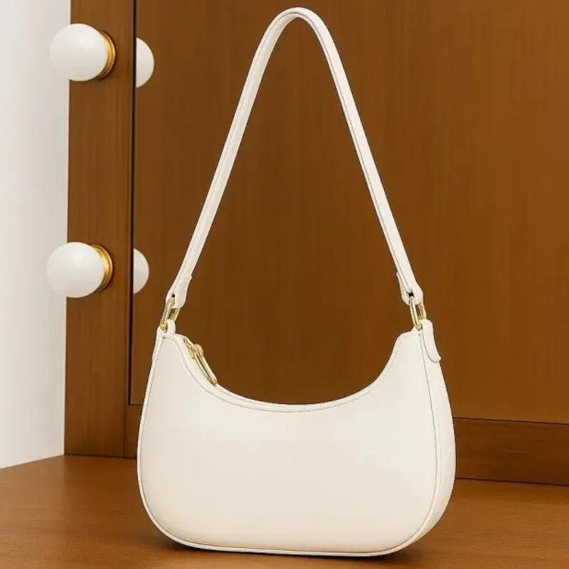 Women's PU Leather Plain Shoulder Bag