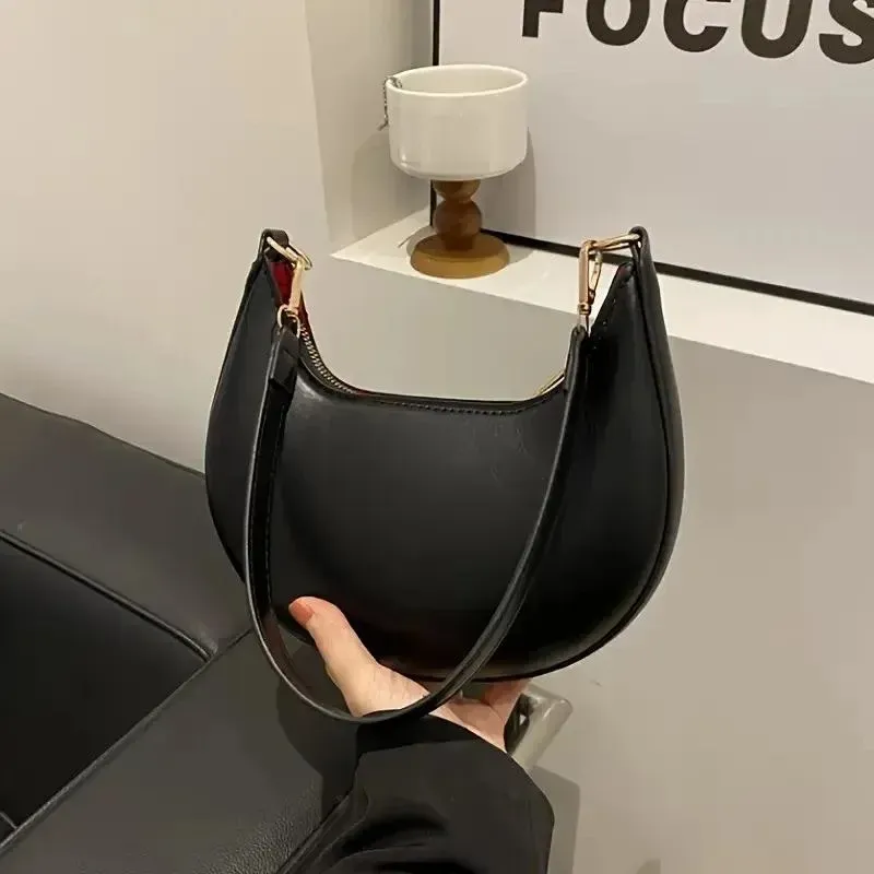 Women's PU Leather Plain Shoulder Bag