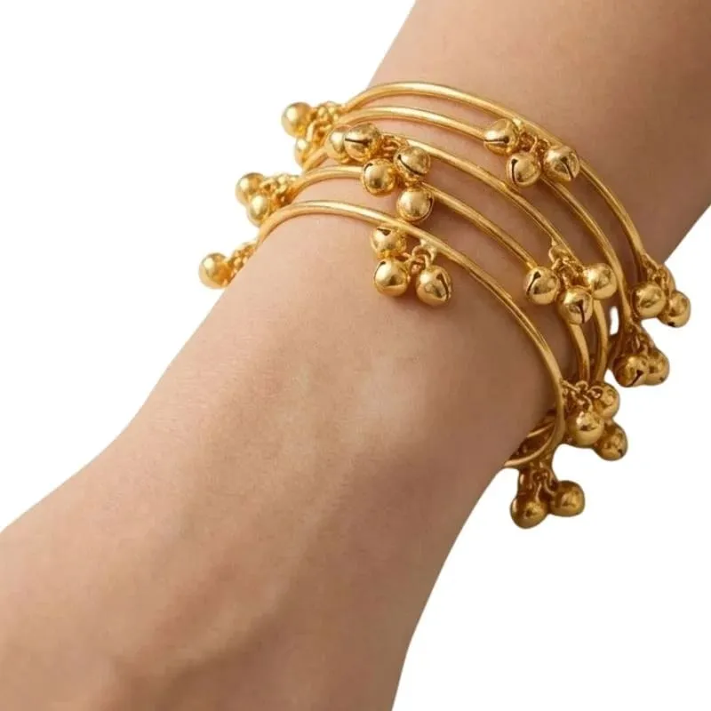 4 Pcs Indian Design Gold Plated Artificial Stones Couple's Bracelet