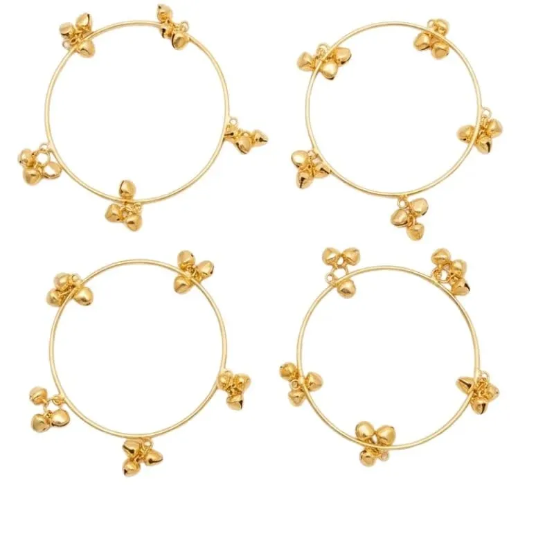4 Pcs Indian Design Gold Plated Artificial Stones Couple's Bracelet