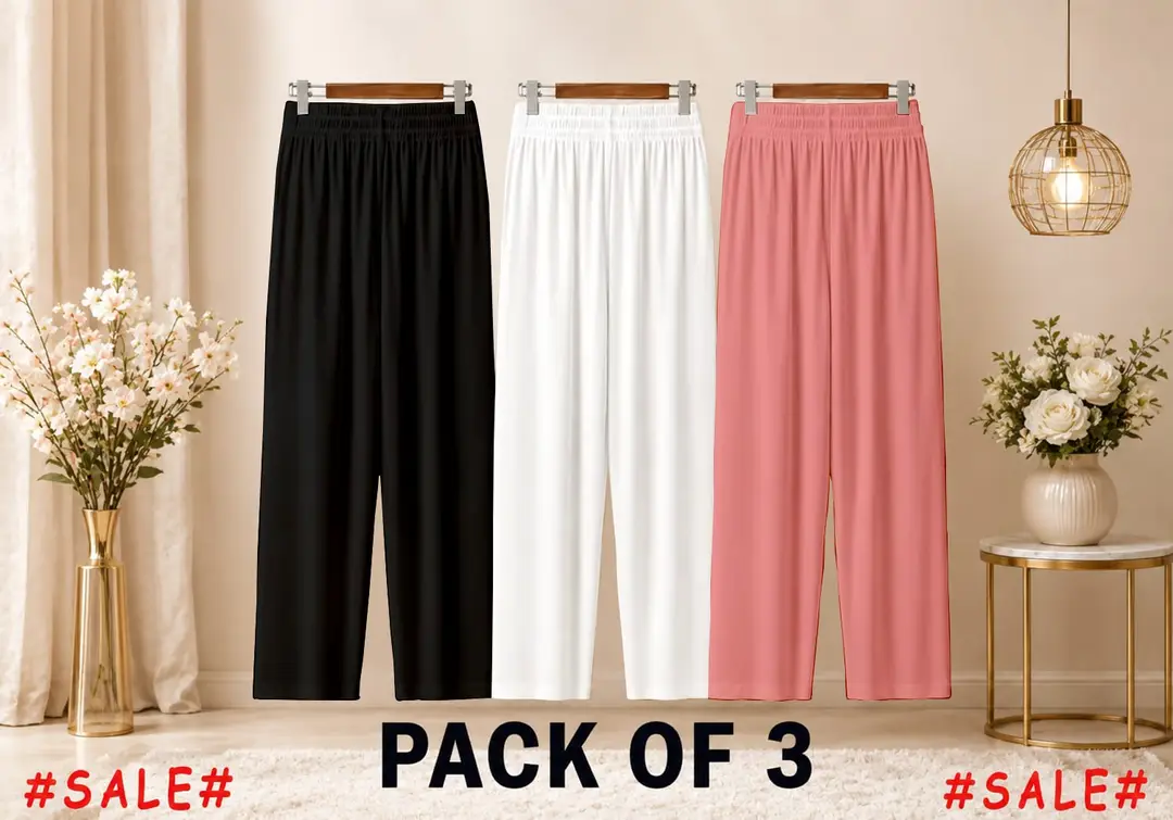 3 Pcs Women's Stitched Jersey Plain Trouser