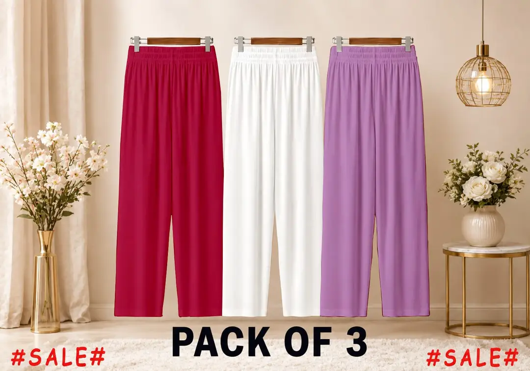 3 Pcs Women's Stitched Jersey Plain Trouser