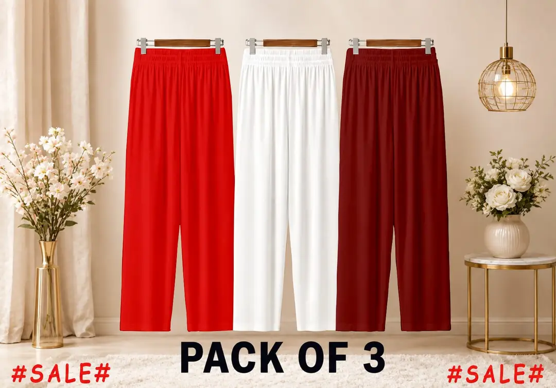 3 Pcs Women's Stitched Jersey Plain Trouser