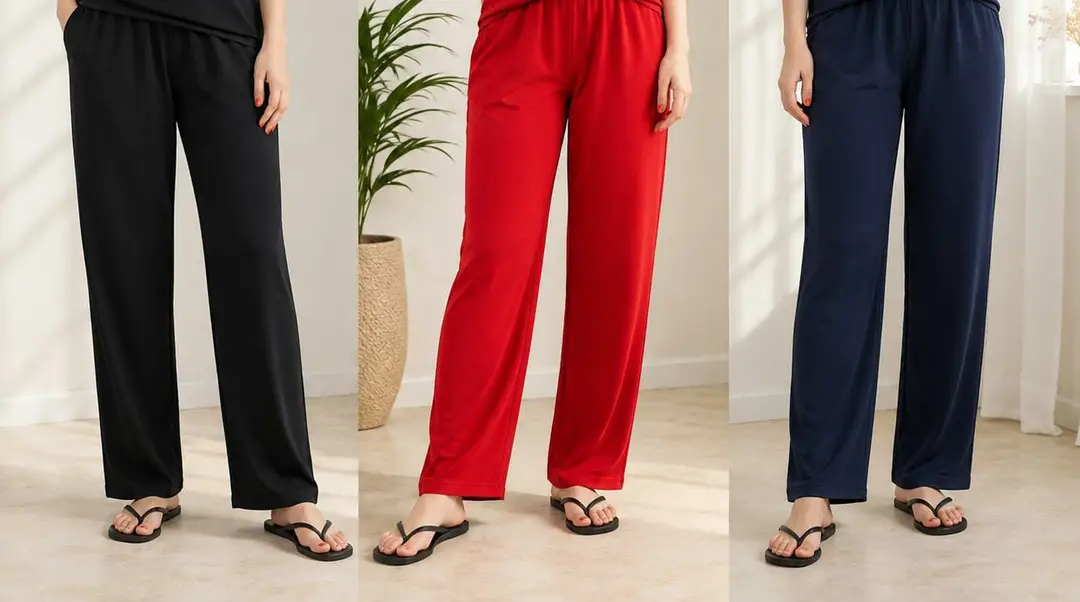 3 Pcs Women's Stitched Jersey Plain Trouser