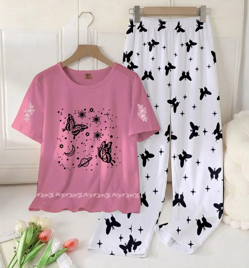 2 Pcs Women's Stitched Cotton Jersey Printed Night Suit