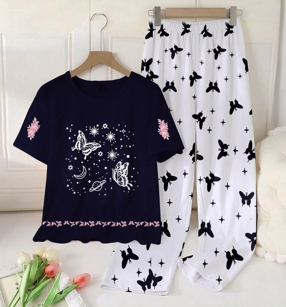 2 Pcs Women's Stitched Cotton Jersey Printed Night Suit