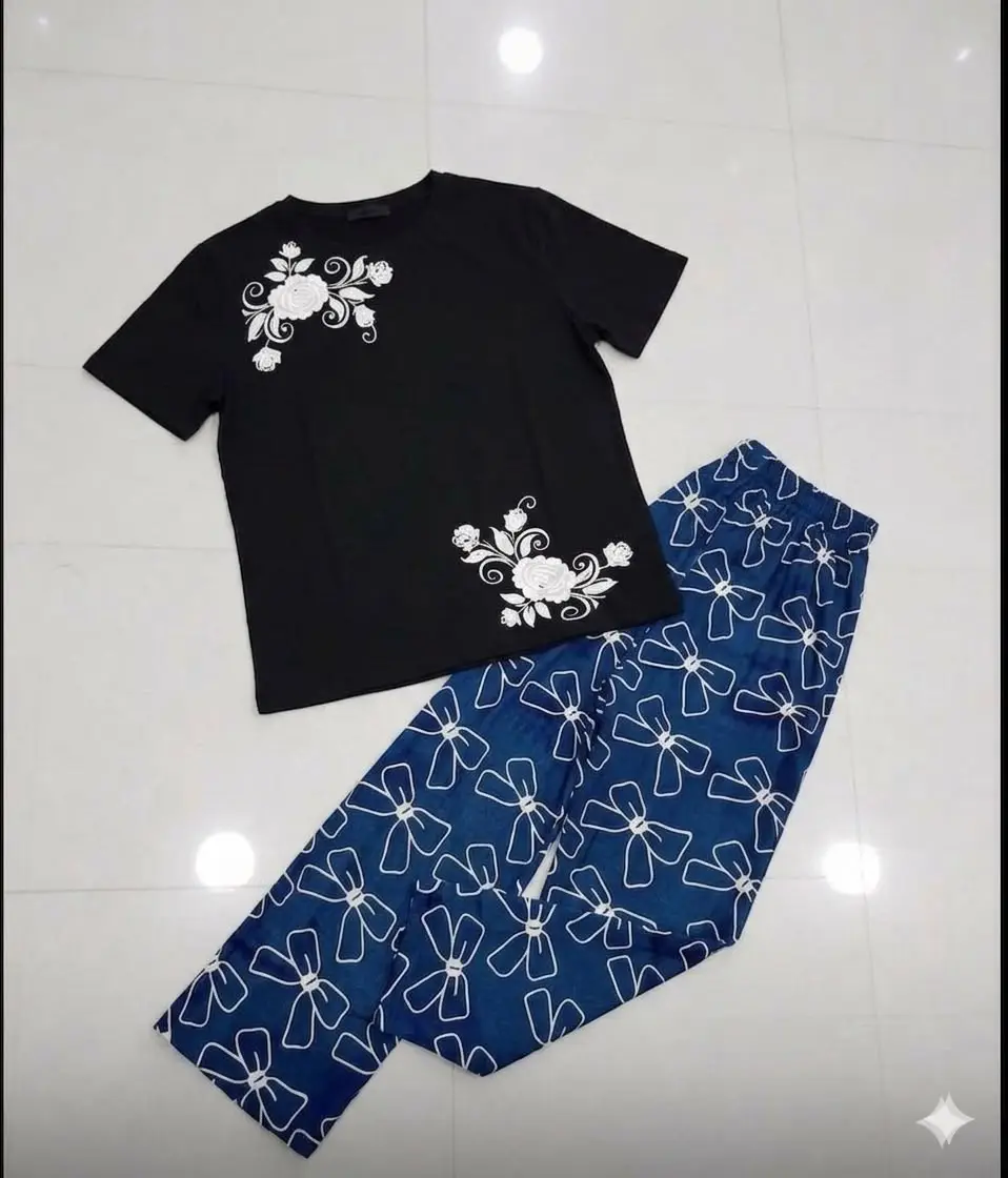 2 Pcs Women's Stitched Jersey Printed Night Suit