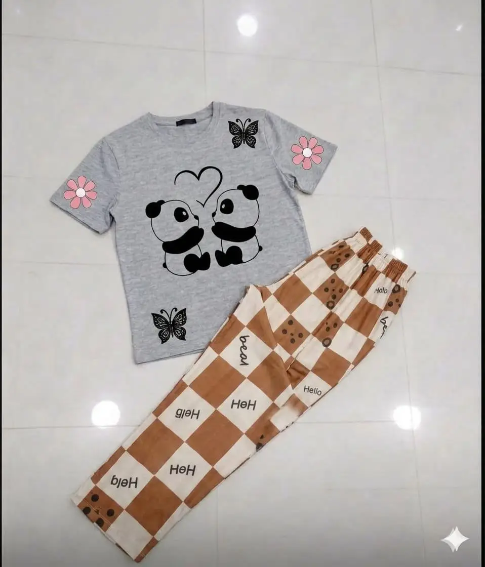 2 Pcs Women's Stitched Cotton Jersey Printed Night Suit