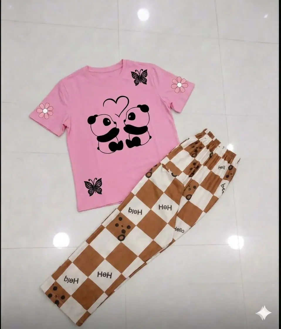 2 Pcs Women's Stitched Cotton Jersey Printed Night Suit