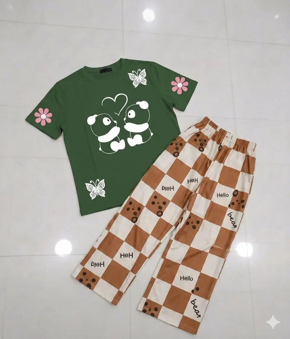 2 Pcs Women's Stitched Cotton Jersey Printed Night Suit