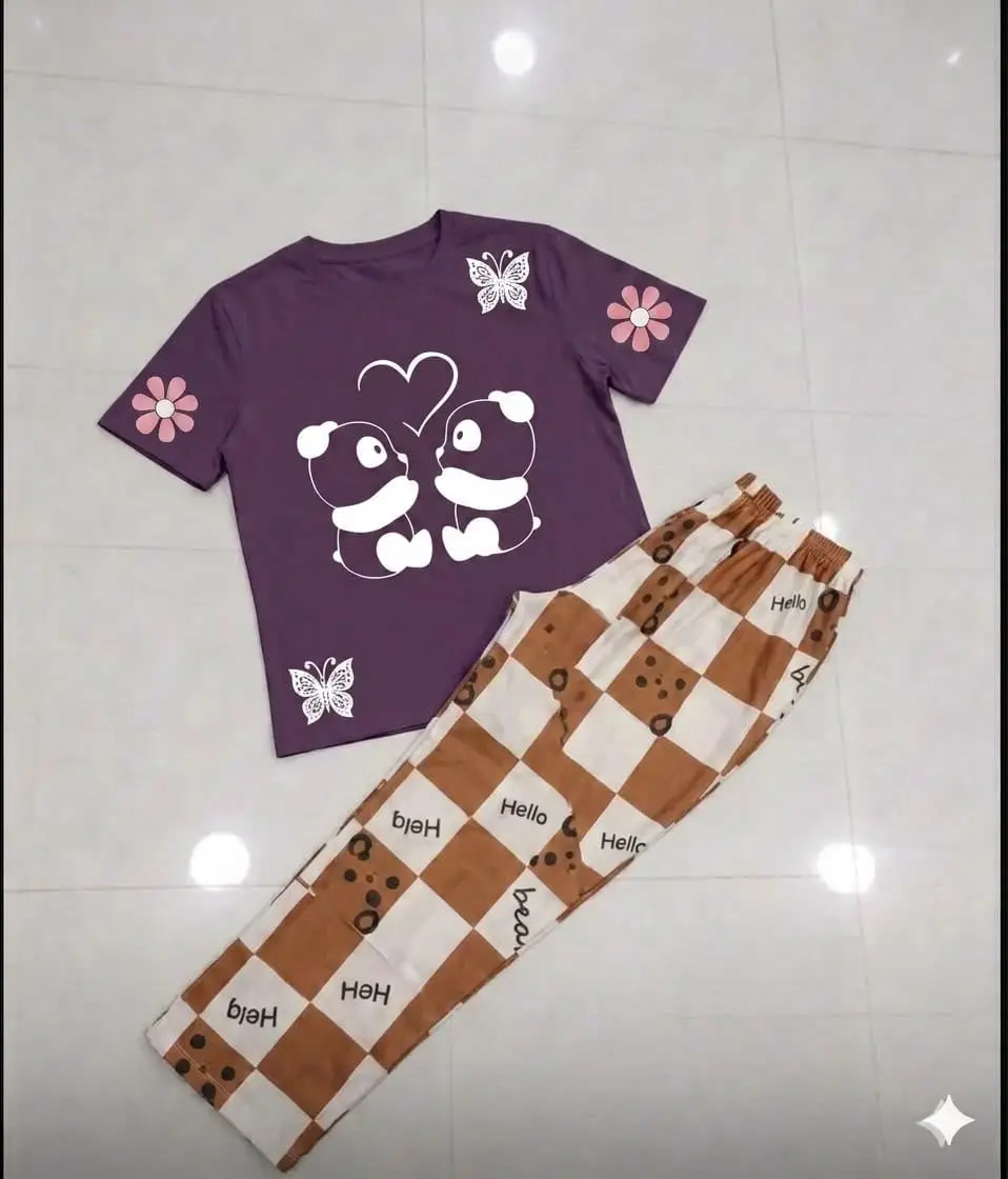 2 Pcs Women's Stitched Cotton Jersey Printed Night Suit