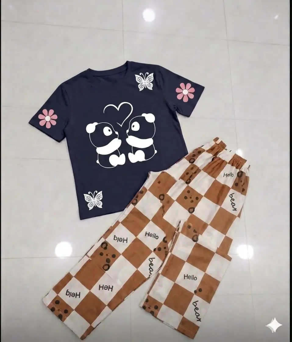 2 Pcs Women's Stitched Cotton Jersey Printed Night Suit