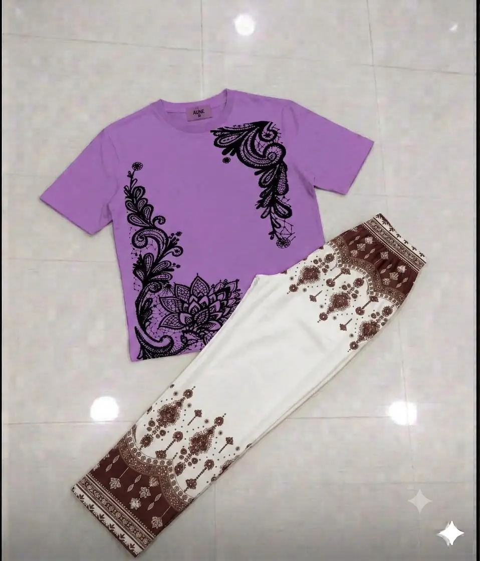 2 Pcs Women's Stitched Jersey Printed Night Suit