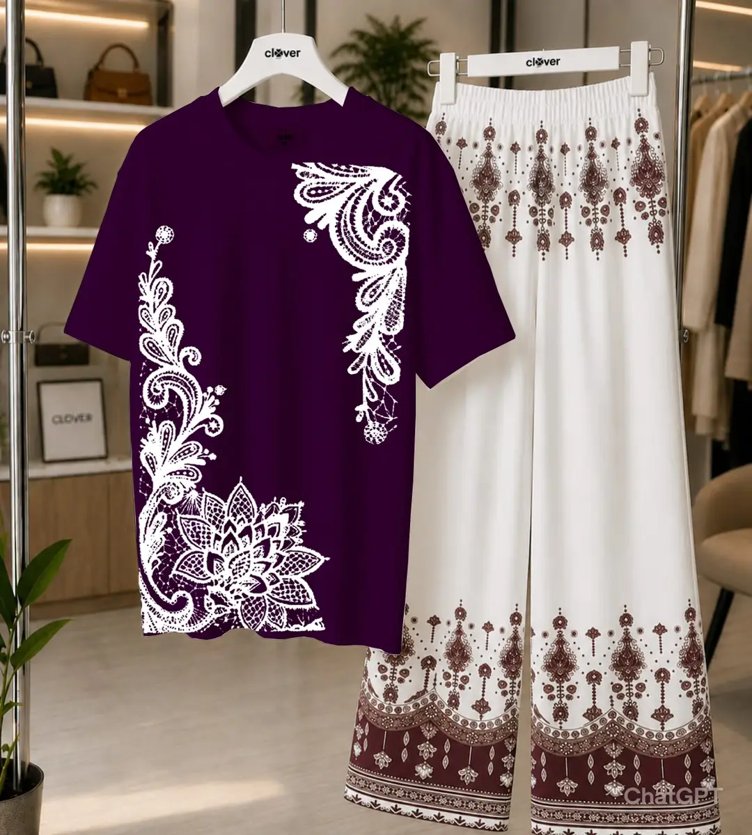 2 Pcs Women's Stitched Jersey Printed Night Suit