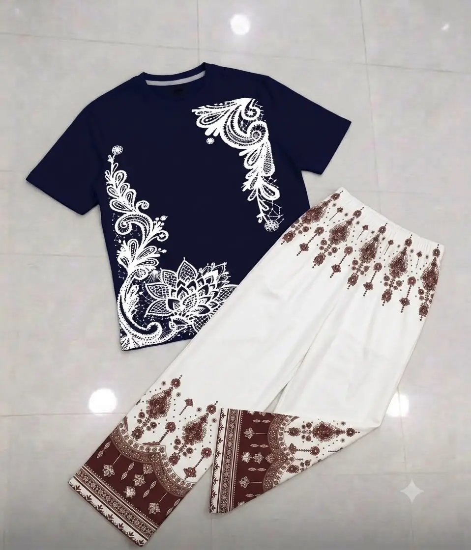 2 Pcs Women's Stitched Jersey Printed Night Suit