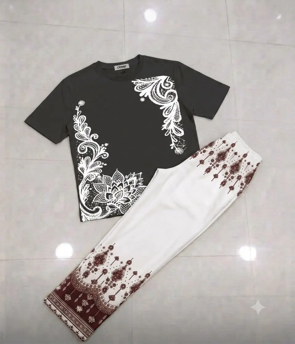 2 Pcs Women's Stitched Jersey Printed Night Suit