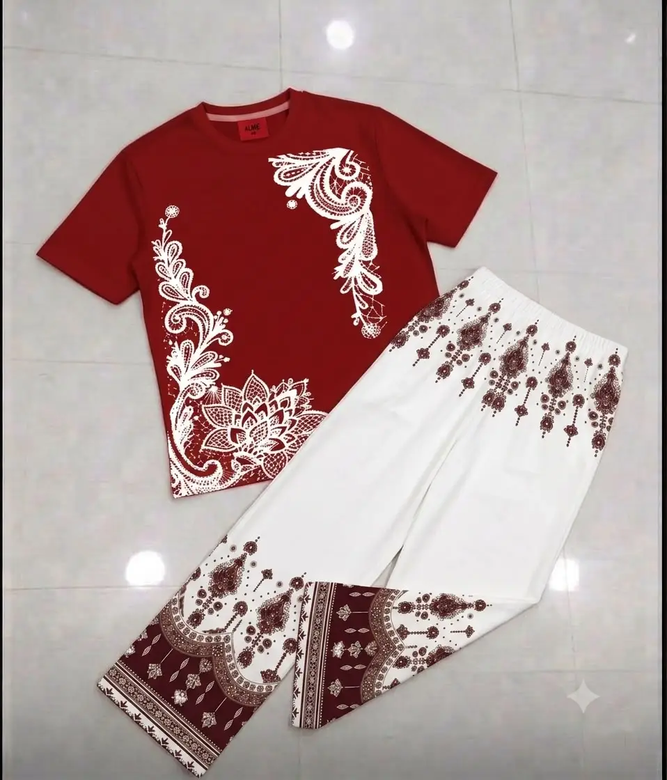2 Pcs Women's Stitched Jersey Printed Night Suit