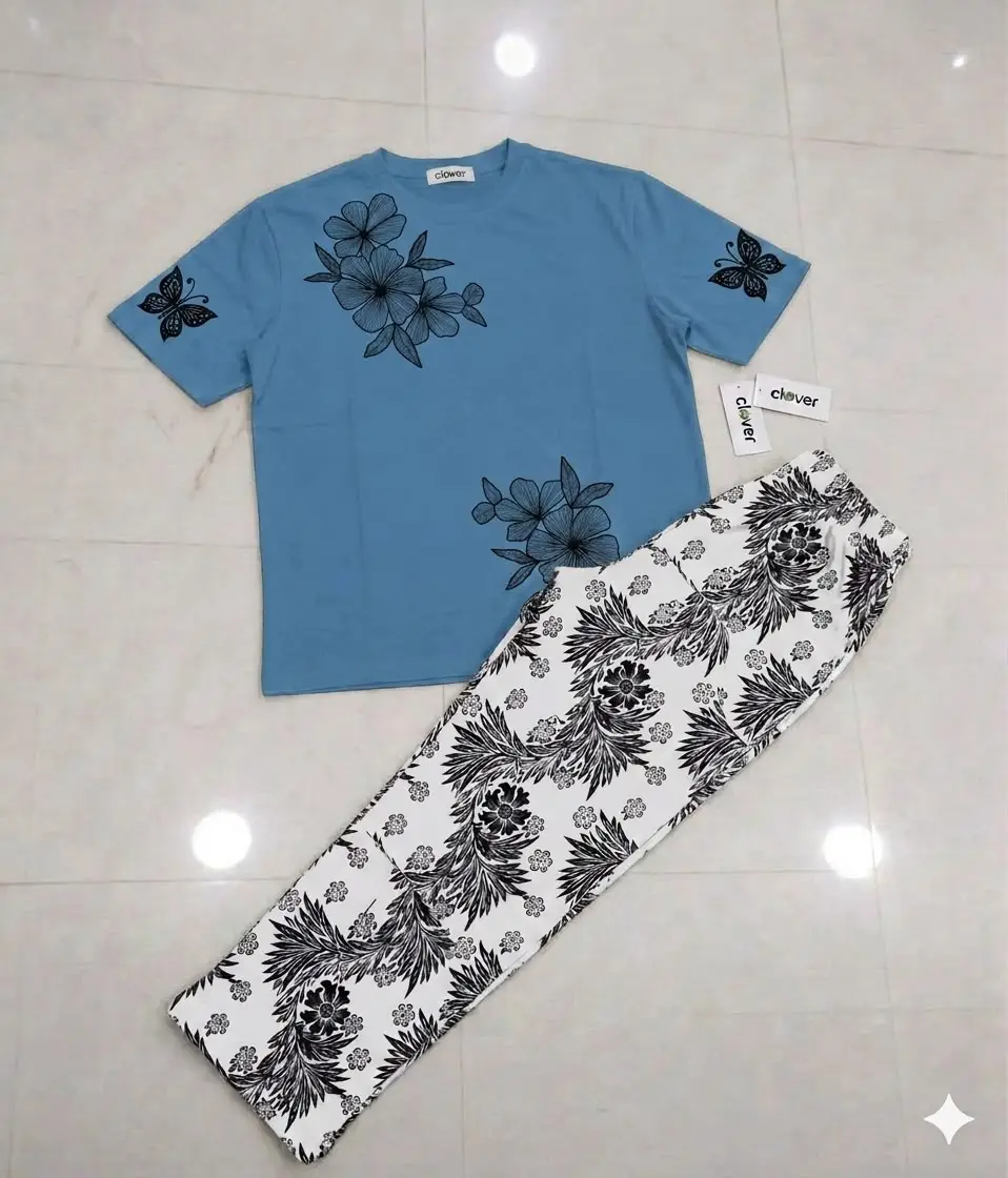 2 Pcs Women's Stitched Jersey Printed Night Suit