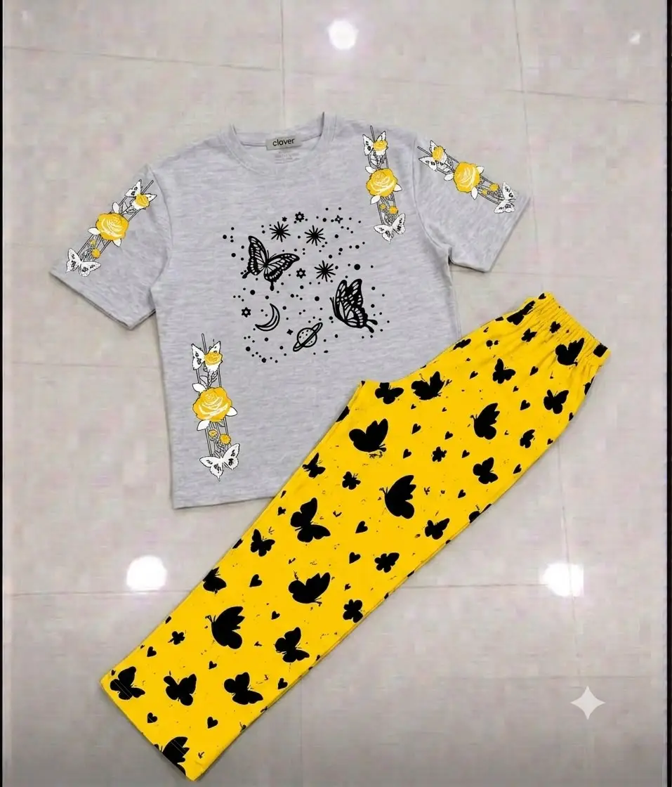 2 Pcs Women's Stitched Cotton Jersey Printed Night Suit