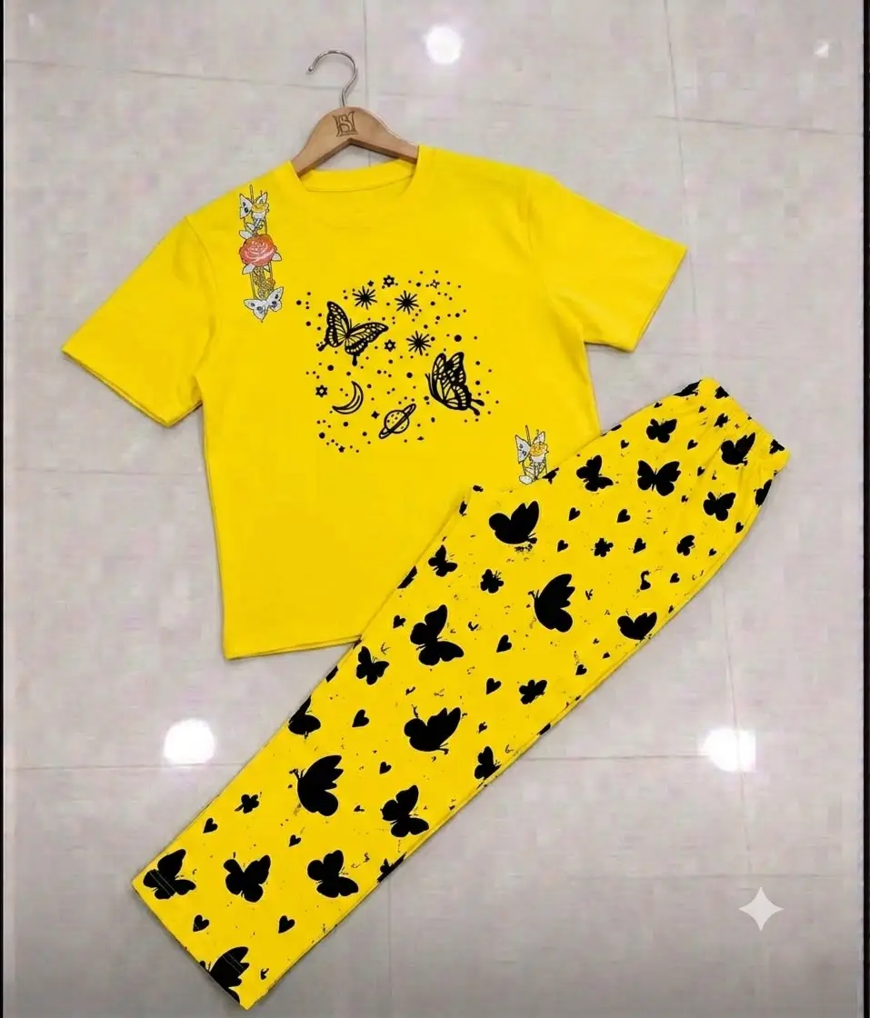 2 Pcs Women's Stitched Cotton Jersey Printed Night Suit