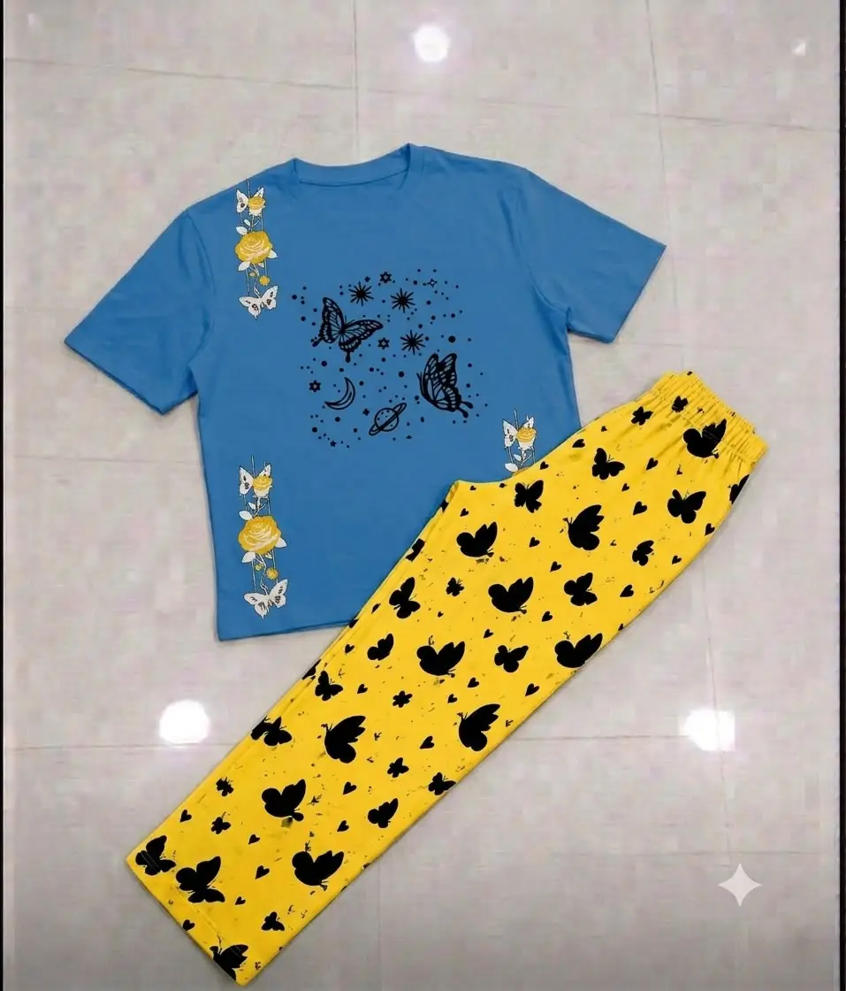 2 Pcs Women's Stitched Cotton Jersey Printed Night Suit