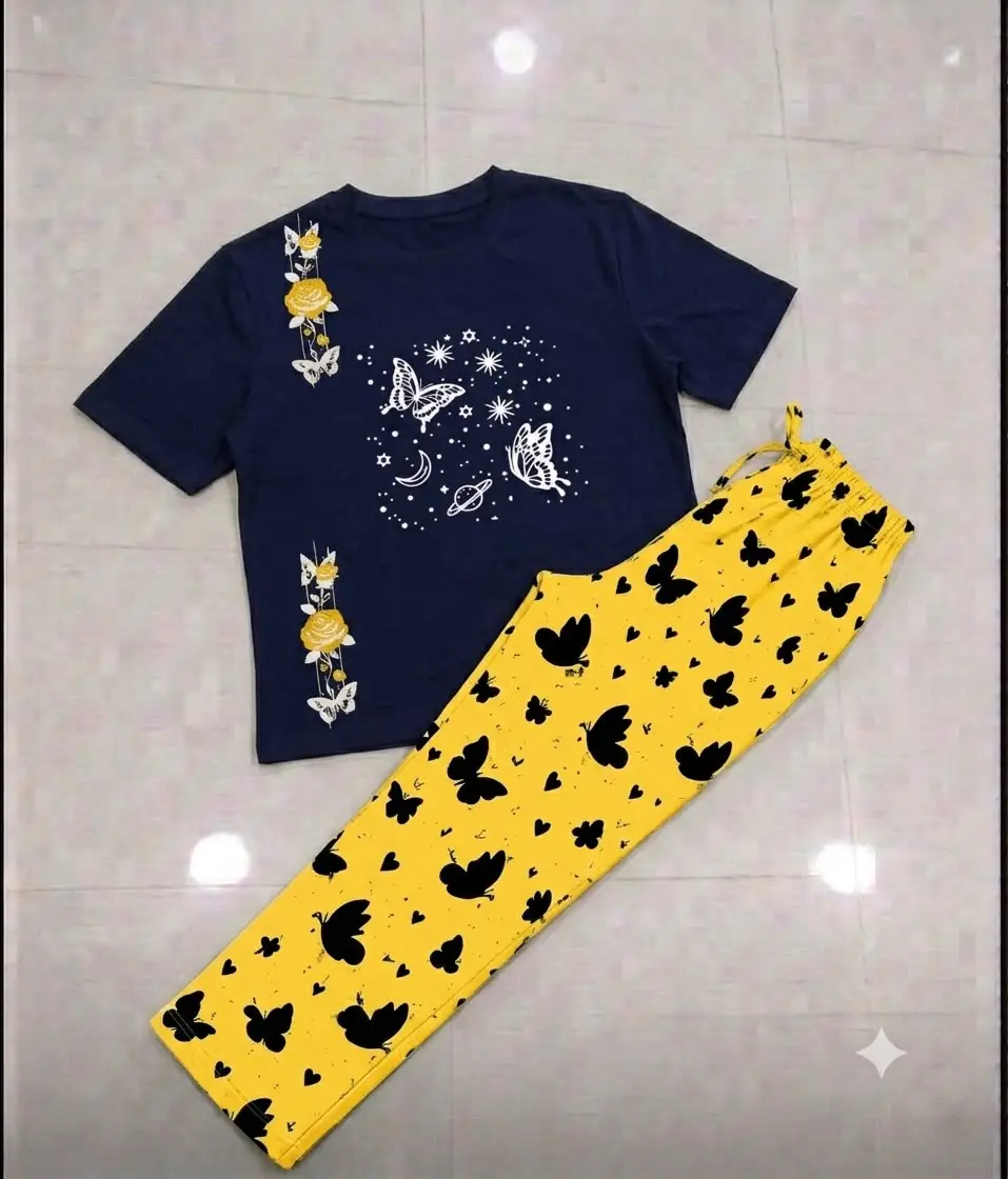 2 Pcs Women's Stitched Cotton Jersey Printed Night Suit