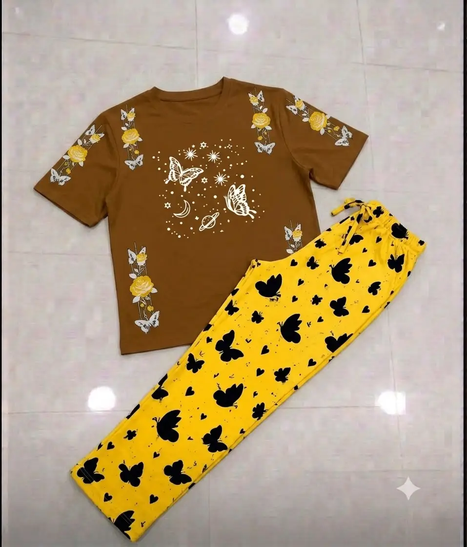 2 Pcs Women's Stitched Cotton Jersey Printed Night Suit