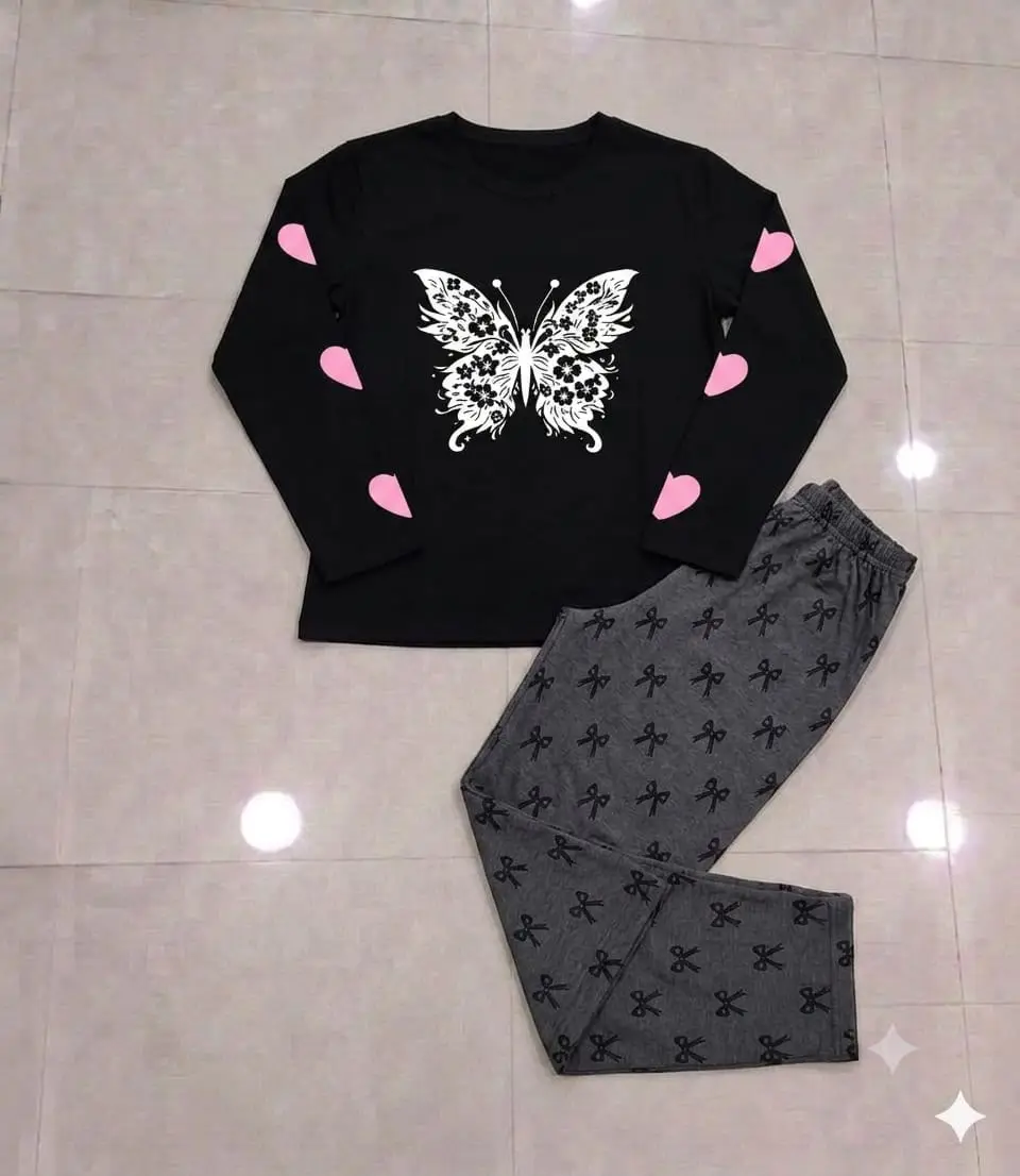 2 Pcs Women's Stitched Cotton Jersey Printed Night Suit