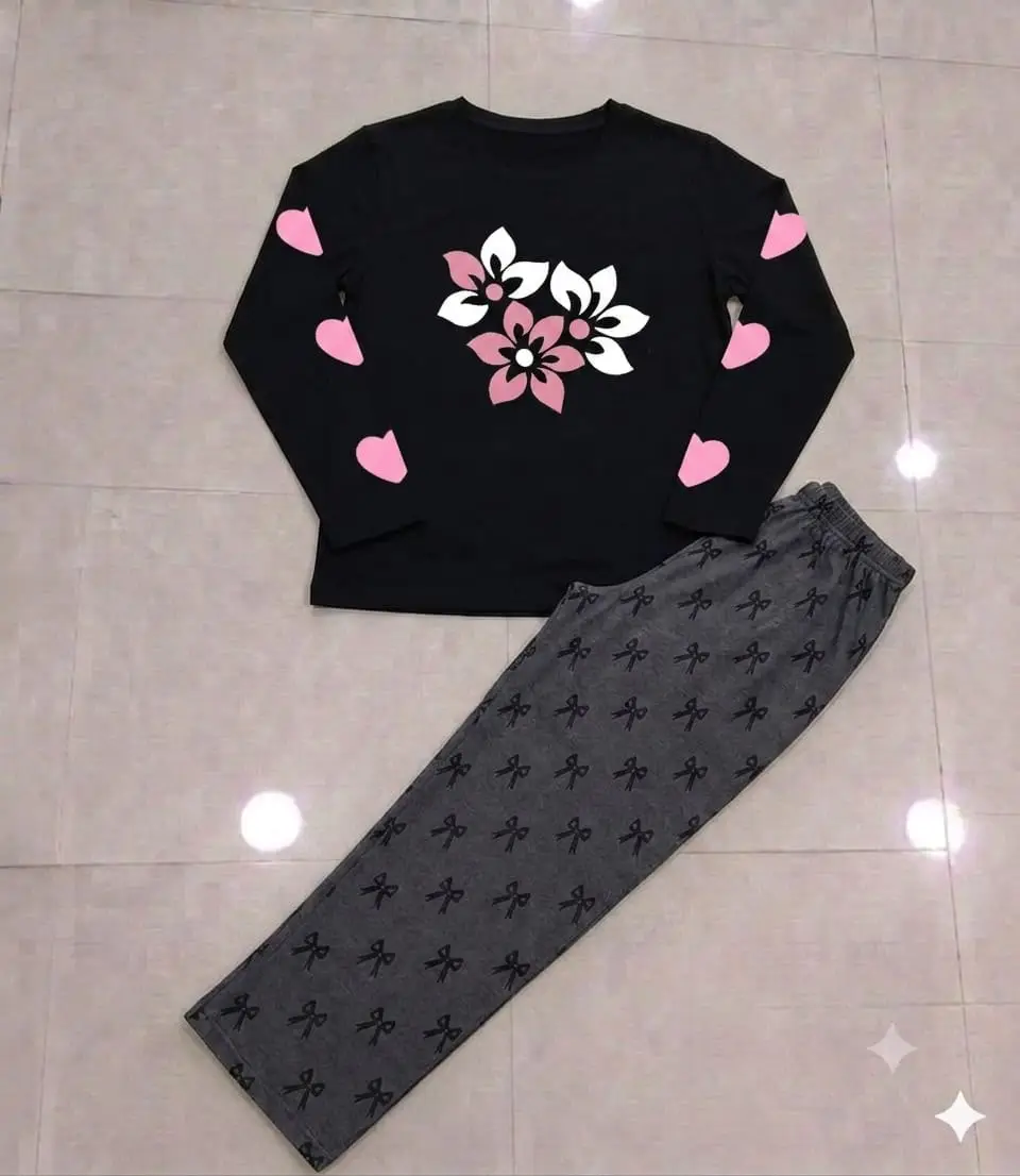 2 Pcs Women's Stitched Cotton Jersey Printed Night Suit