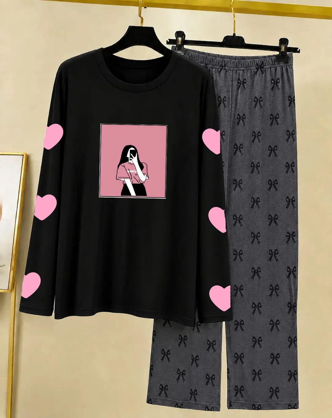 2 Pcs Women's Stitched Cotton Jersey Printed Night Suit