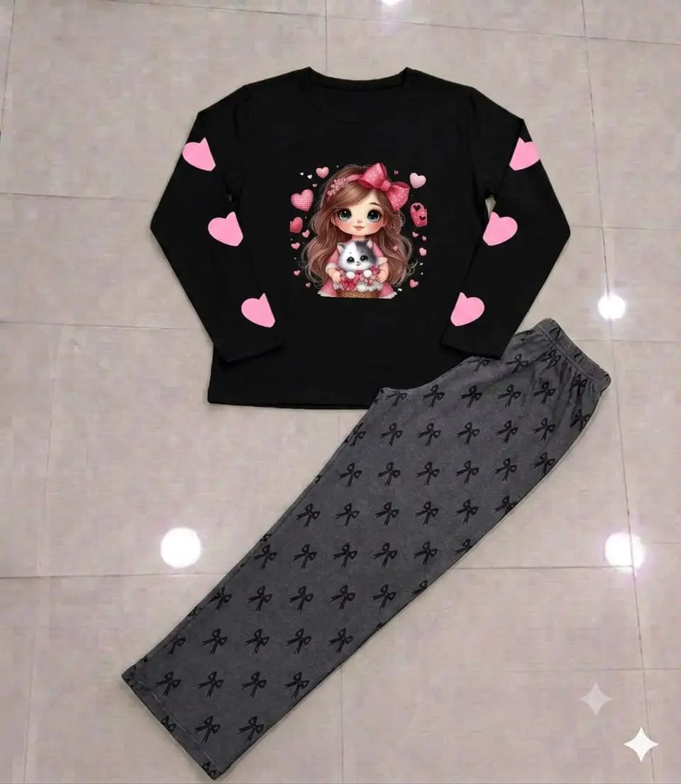 2 Pcs Women's Stitched Cotton Jersey Printed Night Suit
