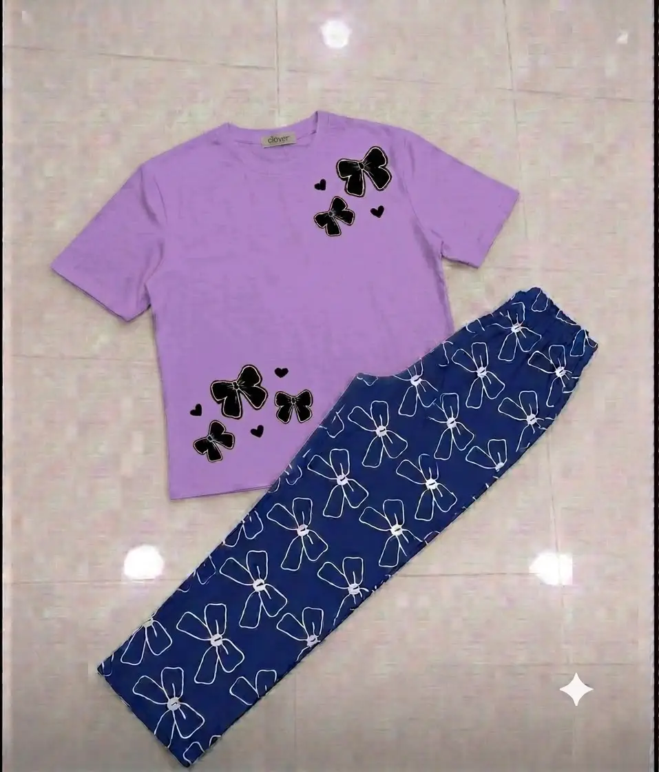 2 Pcs Women's Stitched Cotton Jersey Printed Night Suit