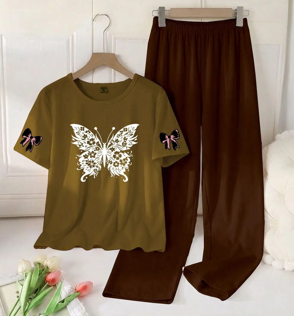 2 Pcs Women's Stitched Cotton Jersey Printed Night Suit